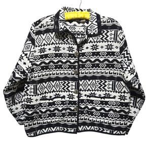 Vintage Jane Ashley Black and White Aztec Southwestern Woven Tapestry Jacket Lg